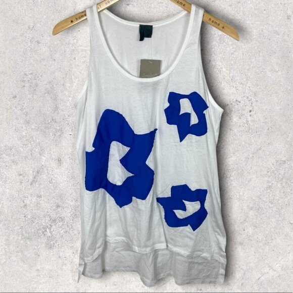 NWT Anthropologie Alamere‎ Tank Top Blue White Bohemian Size Large New With Tags - Picture 2 of 14